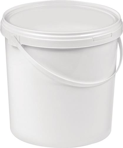 Eimer 10l Kunststoff,lebensmittelecht weiß Bügelgriff Stülpdeckel D.250mm H265mm || VE = 1 ST
