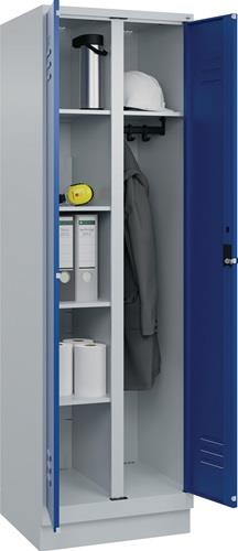 Kleider-Wäscheschrank Classic H1950xB600xT500mm STA grau/blau Anz.Abt.2 m.Sockel || VE = 1 ST