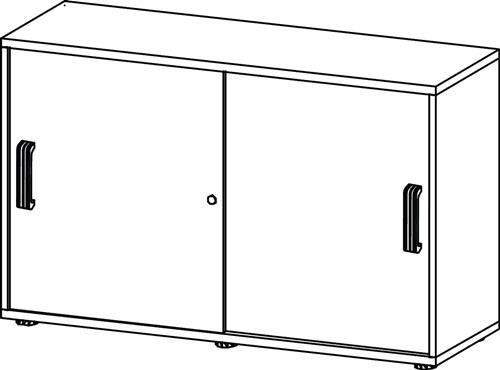 Schiebetürenschrank H748xB1200xT400mm weiß/Eichedekor 2 OH 2 Türen Relinggriff || VE = 1 ST
